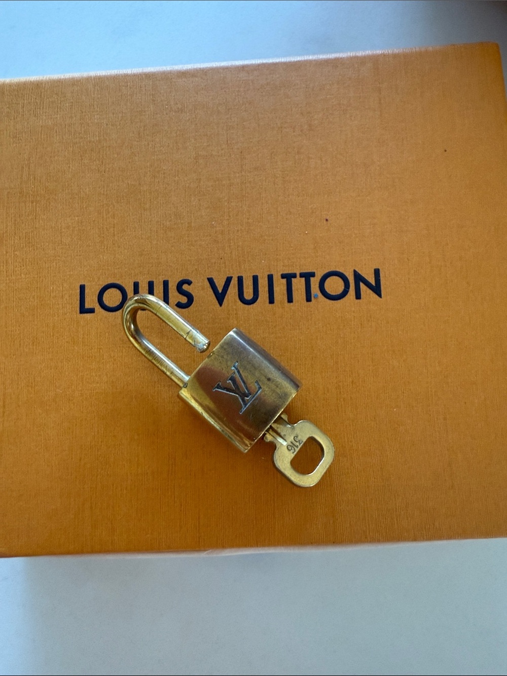 Louis Vuitton Gold Brass Padlock and Key 316